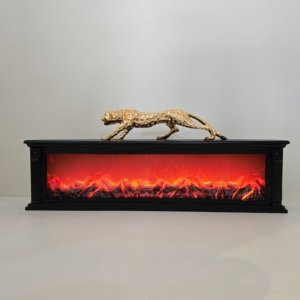 LED Fireplace Lamp - 40 × 11 inches (Black)(Front Mesh)(Pillar Design)