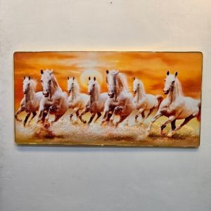 Crystal 7 Horses Painting (Orange) - 48 × 24 inches