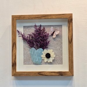 Flower Basket - Dry Flower Wall Decor Painting - 11 × 11 inches (Any Random Colour)