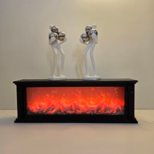 LED Fireplace Lamp - 24 × 09 inches (Black)(With Pillar)(Natural Lights)
