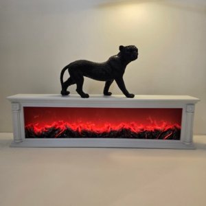 LED Fireplace Lamp - 40 × 11 inches (White)(Pillar Design)(Front Mesh)(Natural Lights)