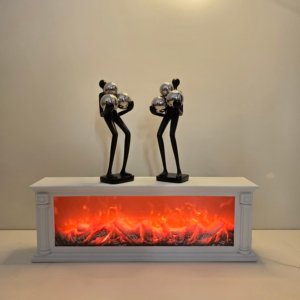 LED Fireplace Lamp - 24 × 09 inches (White)(With Pillar)(Natural Lights)