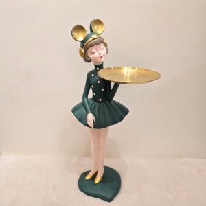 Standing Lady Doll Platter, Green - 27 inches