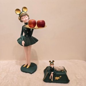 Lady Doll Platter and Tissue Box Combo -  Green