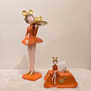 Lady Doll Platter and Tissue Box Combo - Orange