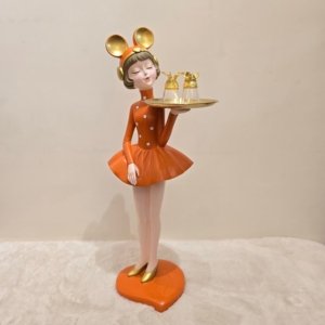 Standing Lady Doll Platter, Orange - 27 inches