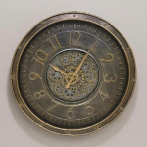 Vintage Golden Gray Revolving Gear Wall Clock - 24 inches