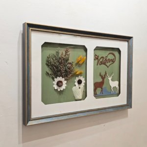 Dual Window Dry Flower Shadow Box Painting, Valentine (Any Random Design)- 16 × 24 inches