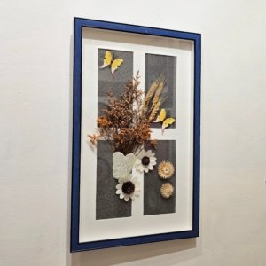 Royal Framing Dry Flower Shadow Box Painting, Flower Bucket (Any Random Design) - 14 × 22 inches
