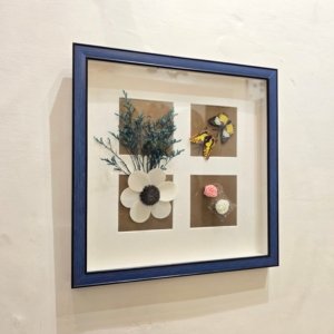 Royal Framing Dry Flower Shadow Box Painting, Brown (Any Random Design) - 14 × 14 inches