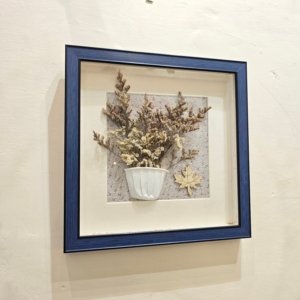 Royal Framing Dry Flower Shadow Box Painting, Flower Bucket (Any Random Design) - 11 × 11 inches