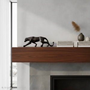 Diamond Cut Galloping Black Resin Jaguar - 10 inches