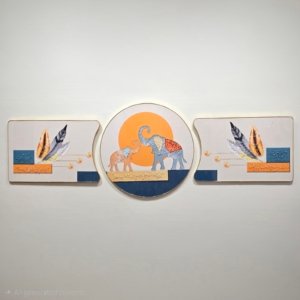 Feng Shui Elephant Pair - 3 Piece Crystal Painting Set - 24 × 70 inches (Large)