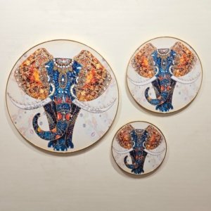 Feng Shui Elephant Crystal Painting - Set of 3 Pieces