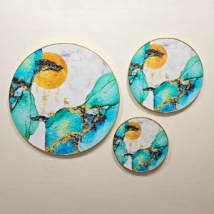Emerald Marble Design Crystal Painting - Set of 3 Pieces