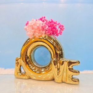 Love Showpiece Cum Flowerpot (Electroplated)(Without Flower)- 09 × 07 inches