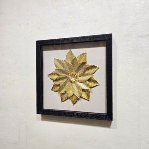 Metallic Leaf 3D Shadow Box Painting 01 - 16 × 16 inches