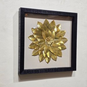 Metallic Leaf 3D Shadow Box Painting 04 - 16 × 16 inches