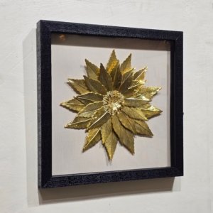 Metallic Leaf 3D Shadow Box Painting 02 - 16 × 16 inches