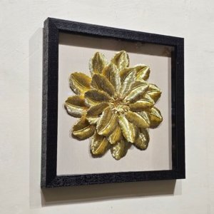 Metallic Leaf 3D Shadow Box Painting 03 - 16 × 16 inches