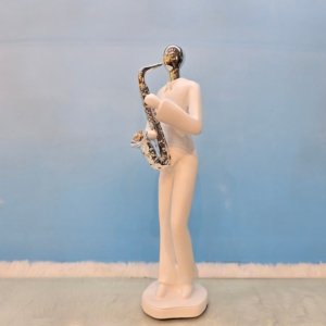 Musician Saxophone Man White - 12 inches