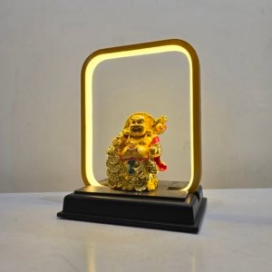 Feng Shui Coin Bag Buddha All Golden with Golden Frame (Electroplated)(Small) - 10 inches