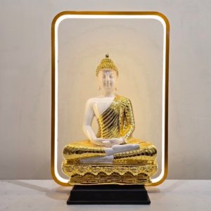 Feng Shui Aashirwad Gautam Buddha With Golden Frame (Electroplated)(Large) - 19 inches