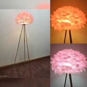 Ostrich Feather Tripod Lamp(3 Light Modes) Blush Pink - 70 inches~5.8 Feet