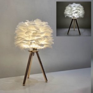 Ostrich Feather Tripod Lamp Small (3 Light Modes) Ivory - 17 inches