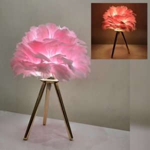 Ostrich Feather Tripod Lamp Small (3 Light Modes) Blush Pink - 17 inches