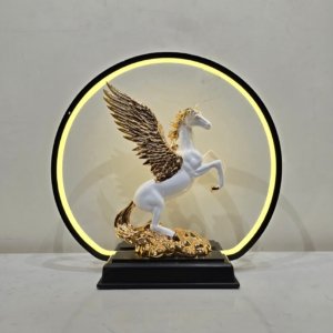 Feng Shui Galloping Unicorn Horse with Black Frame (Electroplated)(Large) - 14 inches