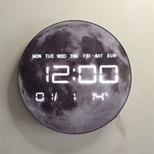 LED Planet Digital Wall and Table Clock Moon - 12 inches