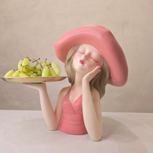 Big Hat Lady Platter Holder Peach - 12 × 12 inches
