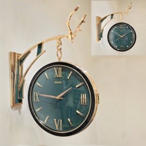 Baoli Reindeer Railway Dual Side Clock Deep Green - 20 inches/12 inches