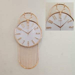 Baoli Reindeer Vertical Pattern Wall Clock White Golden - 12 × 27 inches