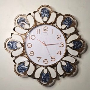 Baoli Big Flower Textured Grey/White/Golden Wall Clock - 26 × 26 inches