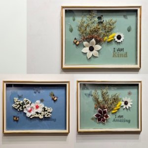 New Concept Dry Flower Shadow Box Painting, Artificial Flowers (Horizontal) (Any Random Design) - 20 × 15 inches