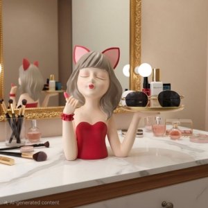 Makeup/Lipistick Lady Platter Holder Red - 12 × 12 inches