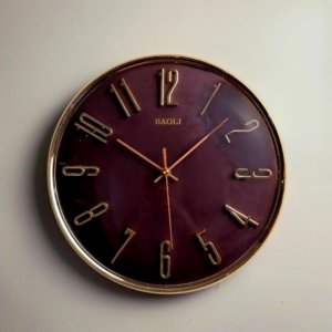 Baoli Simplicity Wall Clock Golden/Maroon - 13 × 13 inches