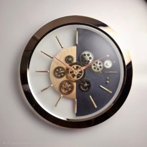 Baoli Rolex Revolving Gear Wall Clock Golden/Black - 16 × 16 inches