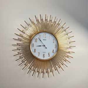 Baoli Spike Design Wall Clock White Gold - 24 × 24 inches