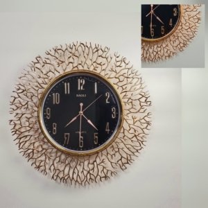 Baoli Tree Designer Gold Electroplated Wall Clock Black Gold - 18 × 18 inches