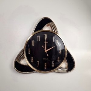 Baoli Feng Shui Tricone Wall Clock Black Gold - 20 × 20 inches