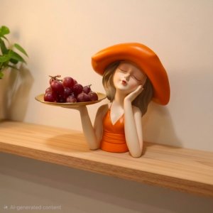 Big Hat Lady Platter Holder Orange - 12 × 12 inches