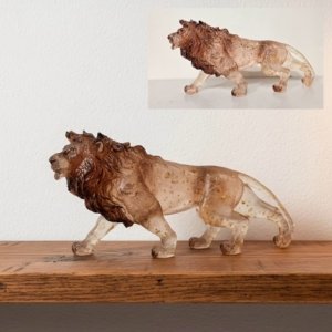 Galloping Luxury Lion With Gold Leaf Detailing (Brown) - 14 × 07 inches
