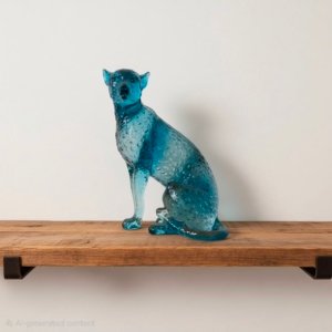 Sitting Luxury Jaguar/Leopard Ocean Blue - 07 × 05 inches